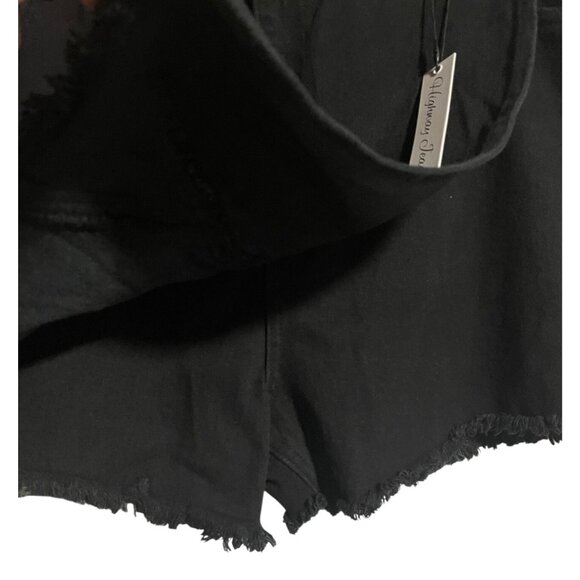 Highway Jeans Womens Frayed Hem Black Denim Skort Shorts Plus Size 20 - Picture 2 of 8
